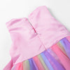 Little Girl's Sleeveless Tulle 3D Flower Rainbow Dress for Wedding Party