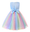 Little Girl's Sleeveless Tulle 3D Flower Rainbow Dress for Wedding Party