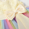 Little Girl's Sleeveless Tulle 3D Flower Rainbow Dress for Wedding Party