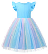 Toddler Girl Flutter Sleeve Tutu Dress Tulle Princess Casual Outfit for Party and Everyday