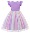 Toddler Girl Flutter Sleeve Tutu Dress Tulle Princess Casual Outfit for Party and Everyday