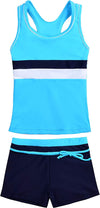 Girls Swimsuit Two-Piece Tankini Swimwear with Boyshorts