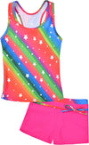 Girls Swimsuit Two-Piece Tankini Swimwear with Boyshorts