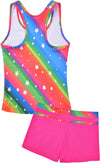 Girls Swimsuit Two-Piece Tankini Swimwear with Boyshorts