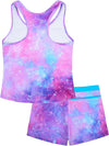 Girls Swimsuit Two-Piece Tankini Swimwear with Boyshorts