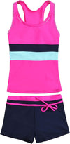 Girls Swimsuit Two-Piece Tankini Swimwear with Boyshorts