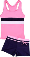 Girls Swimsuit Two-Piece Tankini Swimwear with Boyshorts